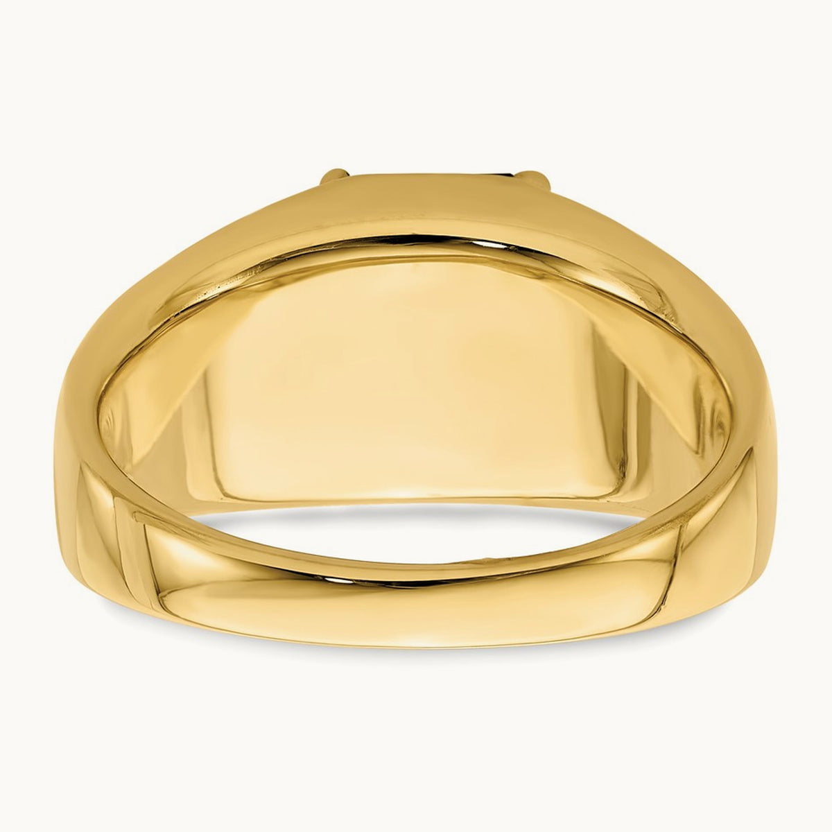 Emerald-cut Created Ruby and Diamond Polished Mens Ring, 14K