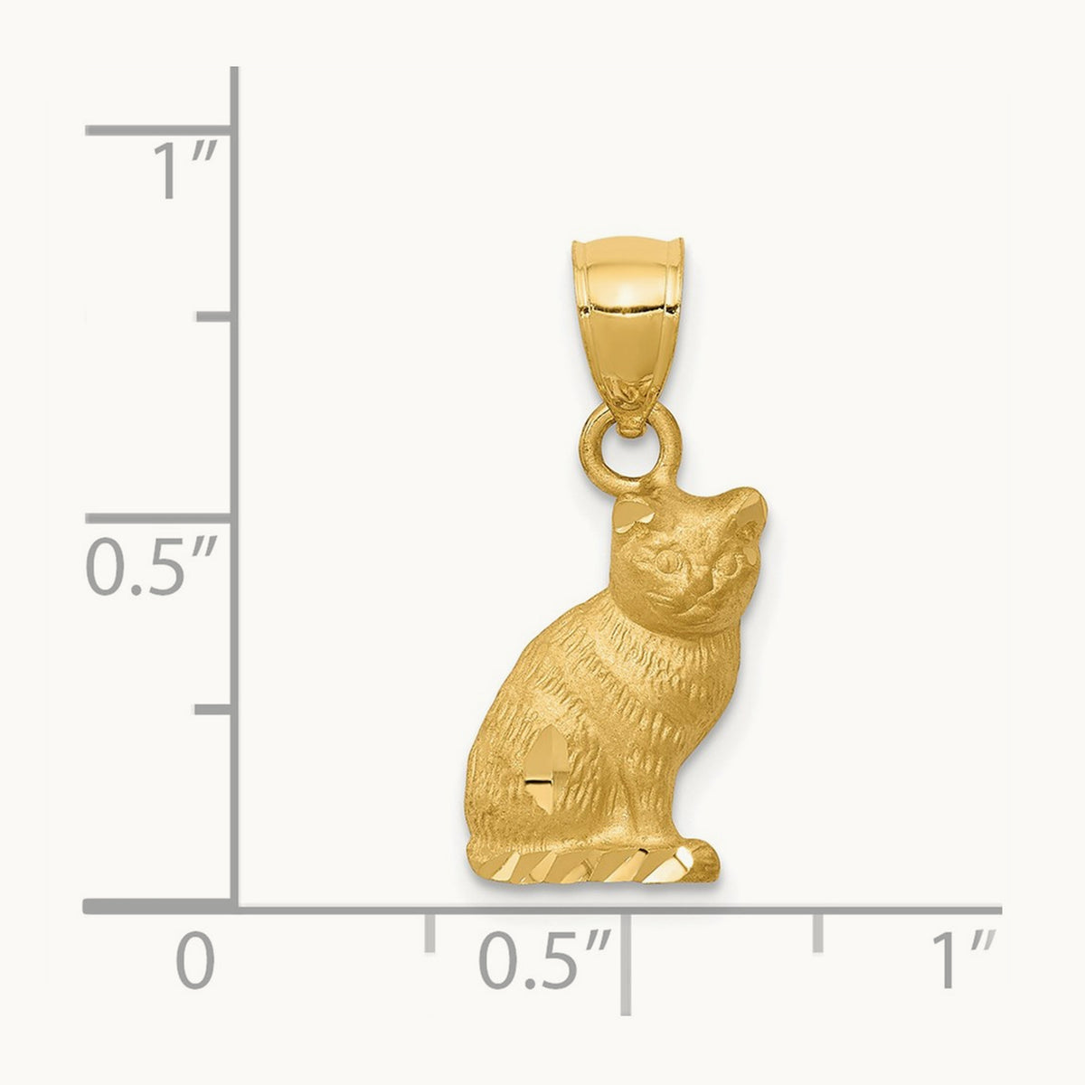 Diamond-cut Cat Pendant, 14K