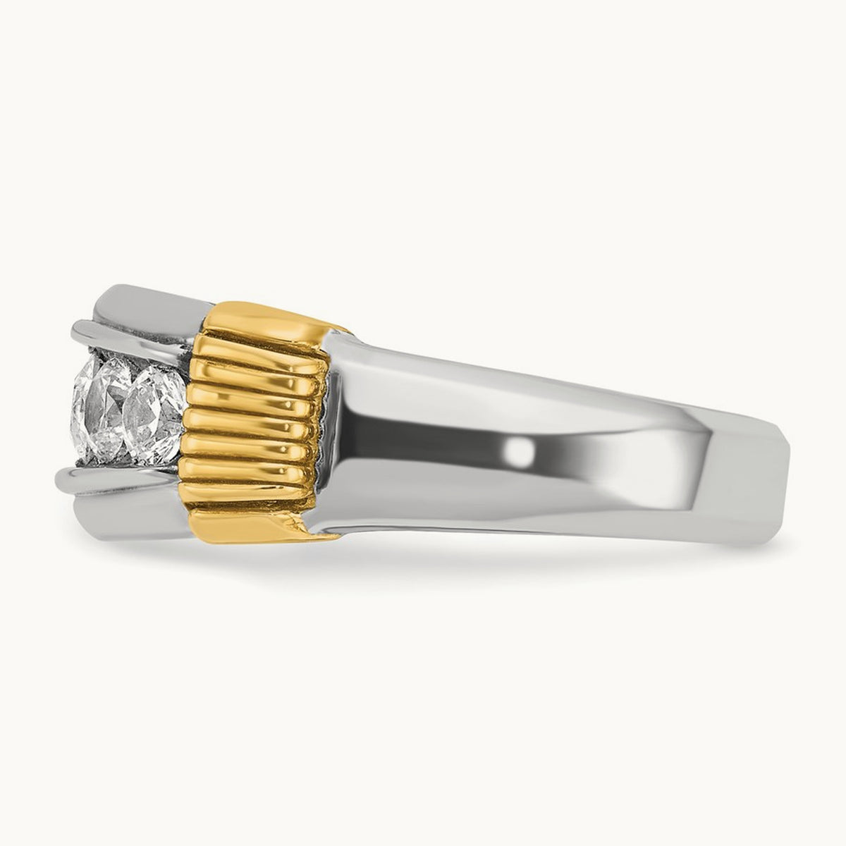 IBGoodman Men's Polished & Textured 5-Stone Dia Ring, 14K Two-tone