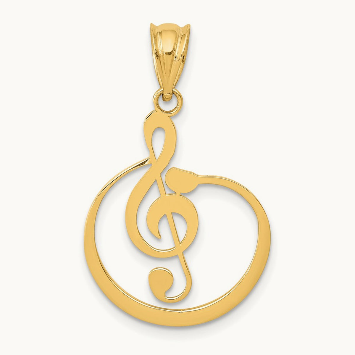 G Clef Musical Note Pendant, 14K