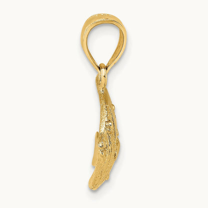 2-D Polished Fish Charm, 14K