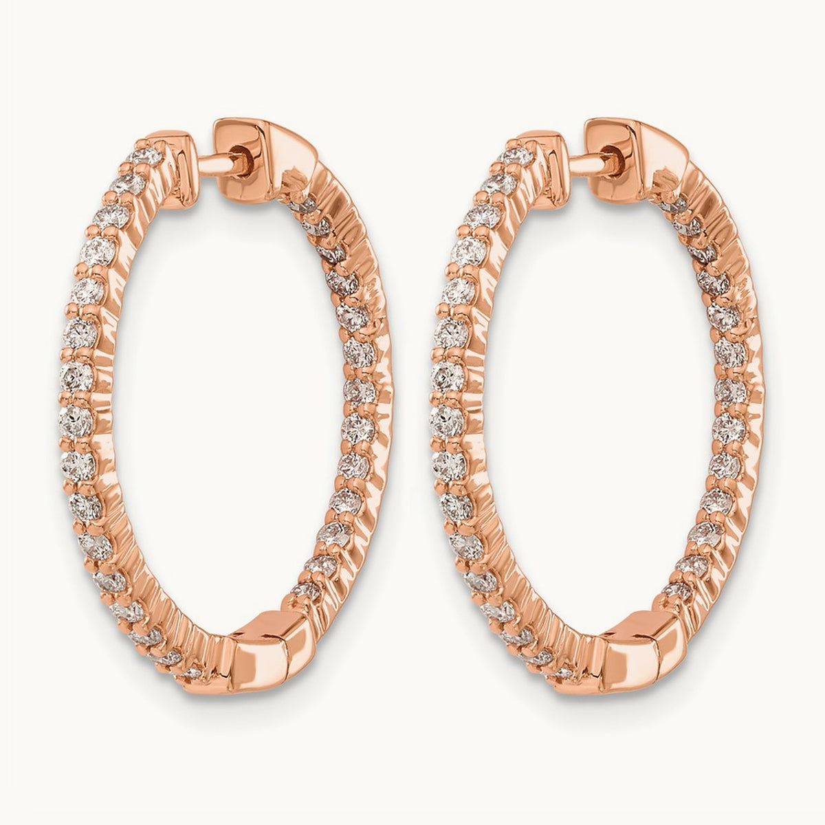 In/Out Hoop Earrings, 0.50 ct tw Lab-Grown Diamond — 14K Rose Gold