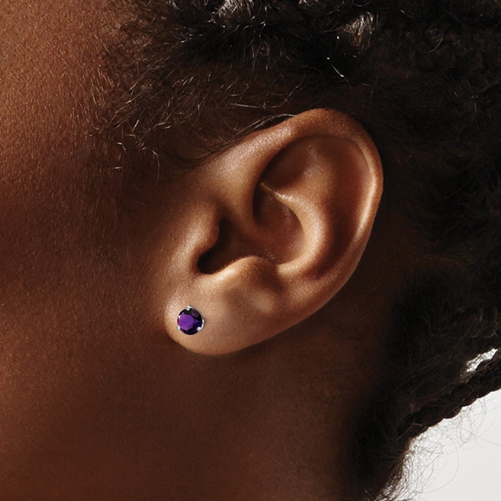 Round Amethyst Earrings — 5.4mm