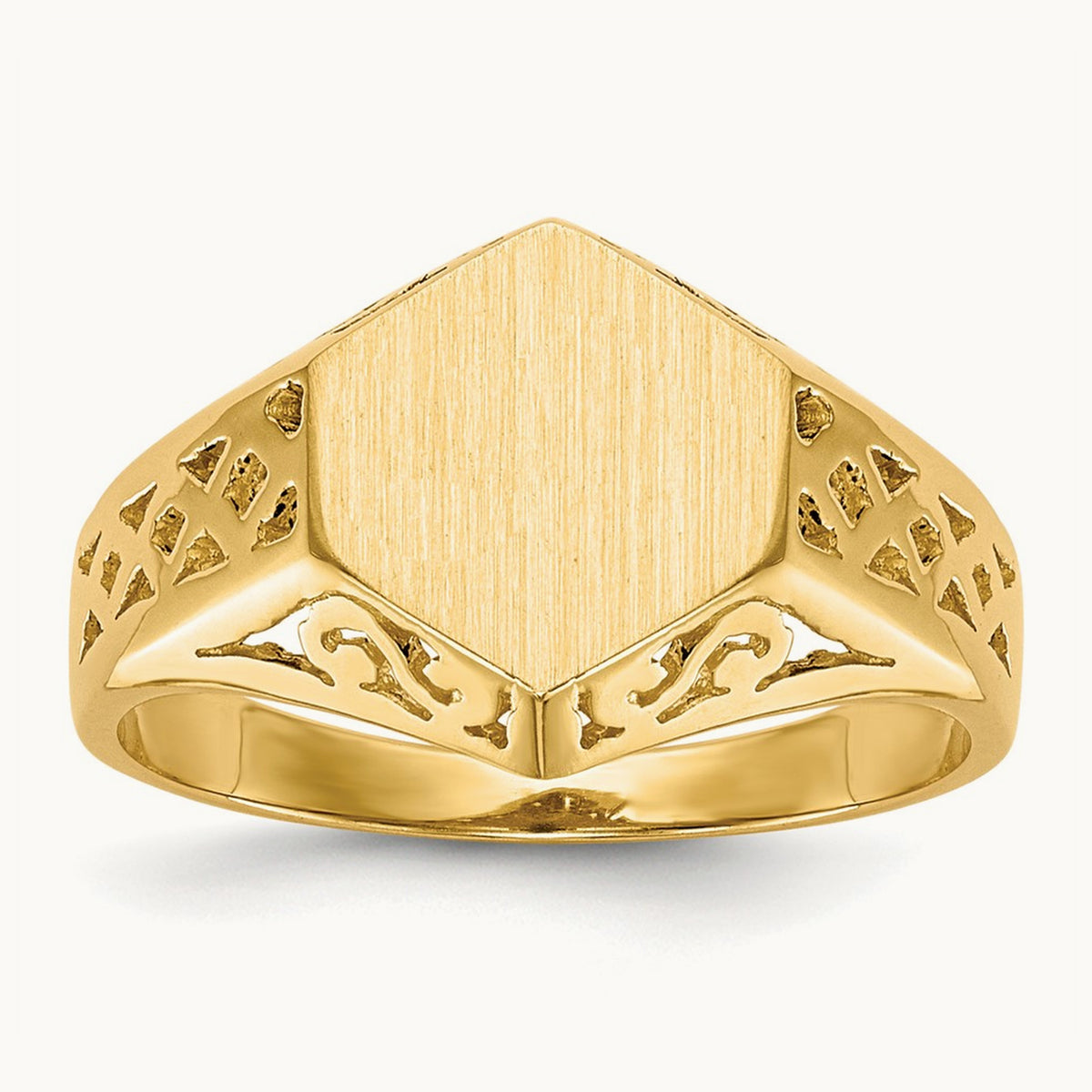9.5x8. Open Back Signet Ring, 5mm, 14K