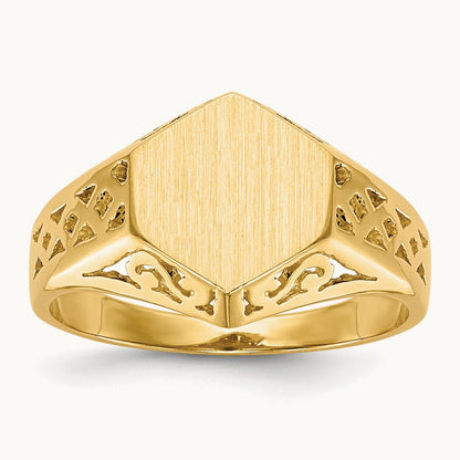 9.5x8. Open Back Signet Ring, 5mm, 14K