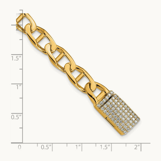 Hand-polished Anchor Link Diamond Clasp Bracelet, 14K
