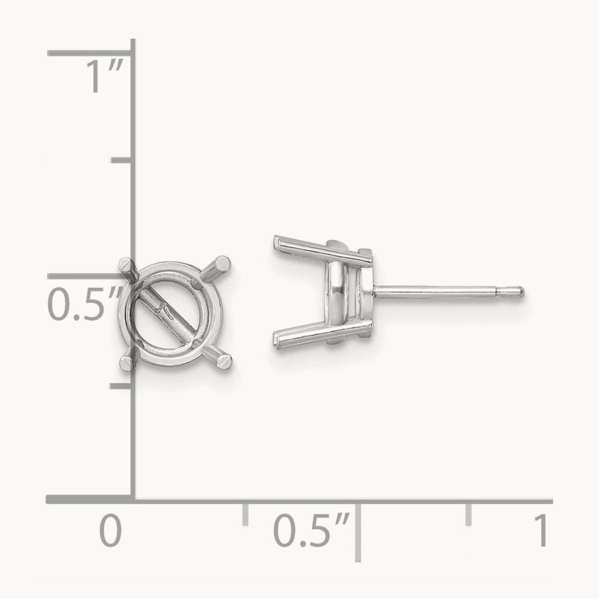 Round Earring Mounting, 7mm, 14K White Gold