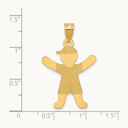 Laser Polished Boy with Hat Charm, 14K