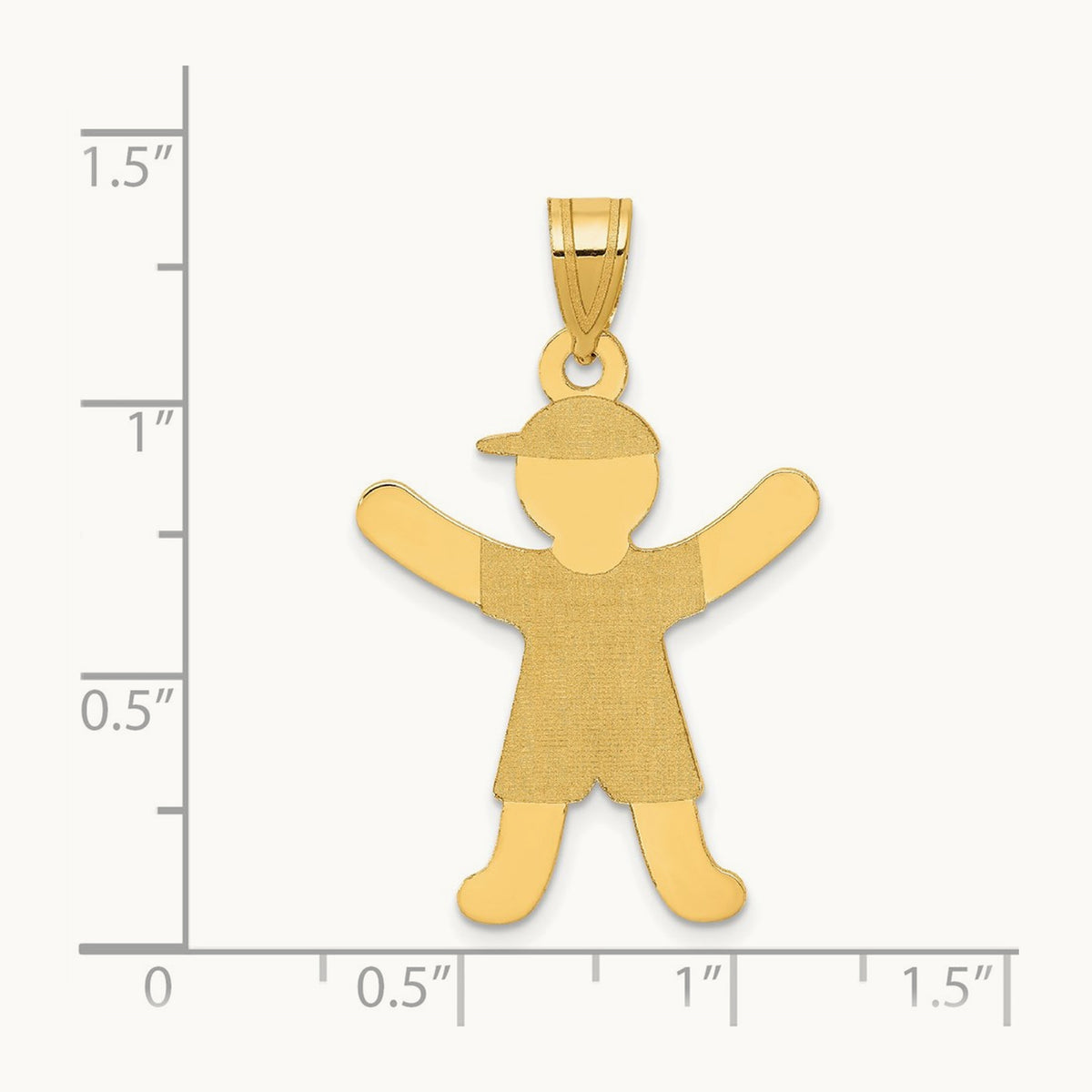 Laser Polished Boy with Hat Charm, 14K