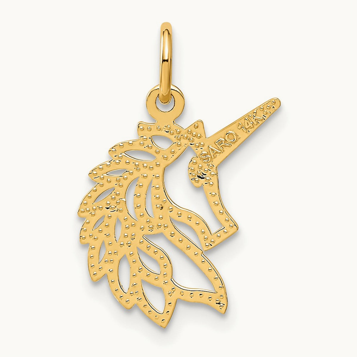 Unicorn Head Pendant, 14K