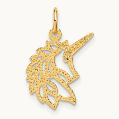 Unicorn Head Pendant, 14K