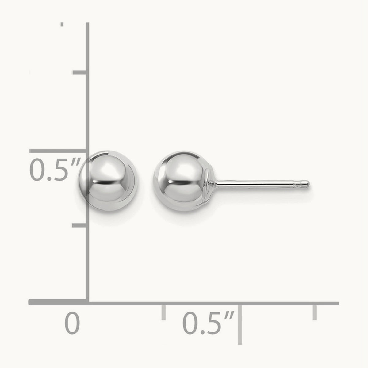 Polished Ball Post Earrings — 14K White Gold, 5mm