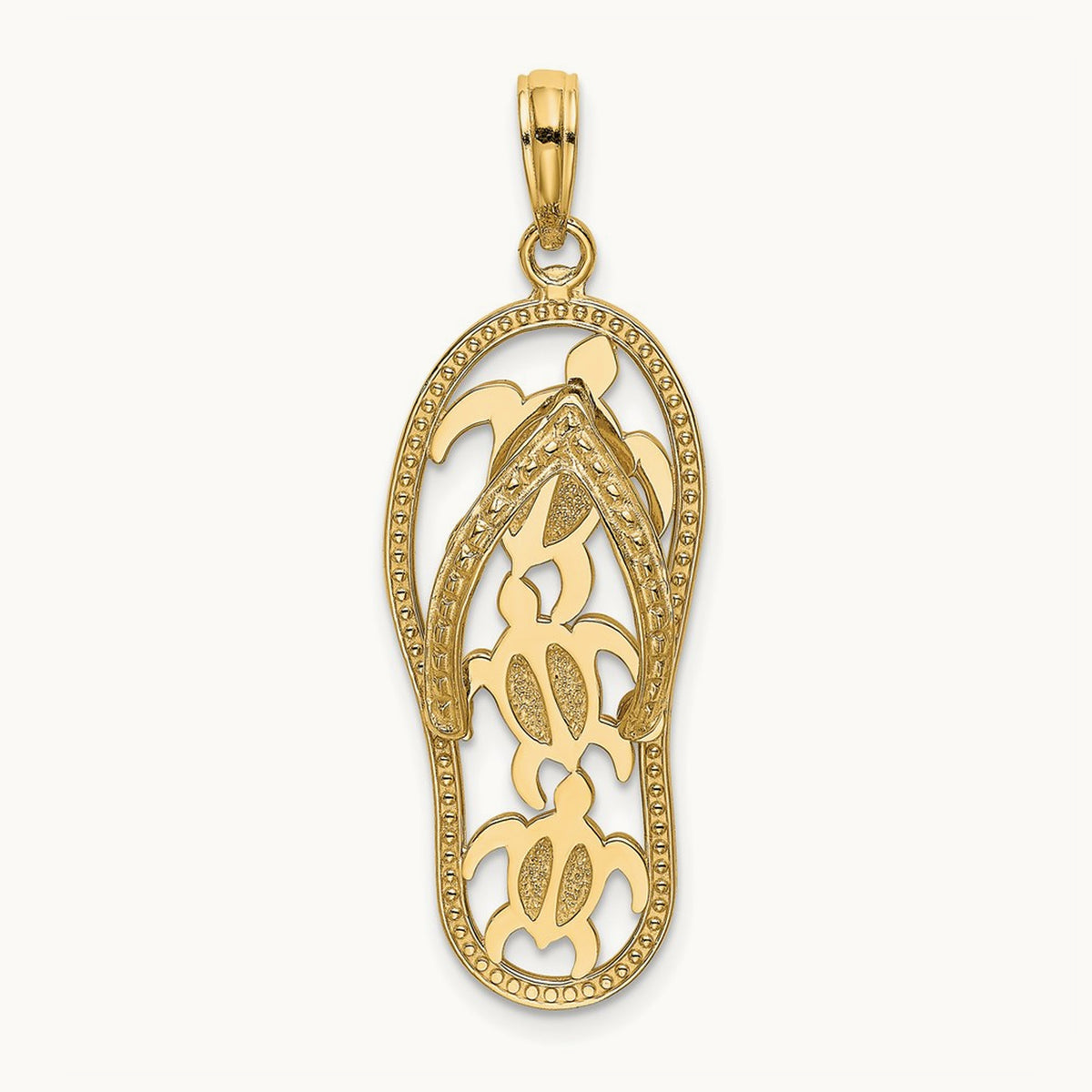 Triple Turtle Flip-Flop Charm — 14K Yellow Gold