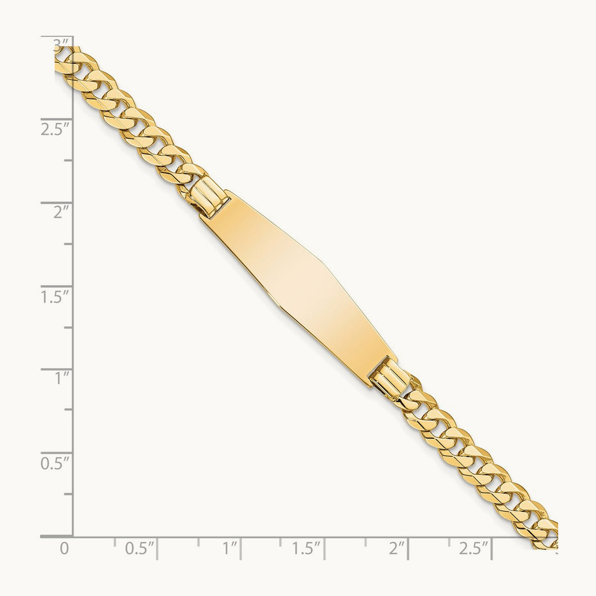 Curb Link Soft Diamond Shape ID Bracelet, 14K