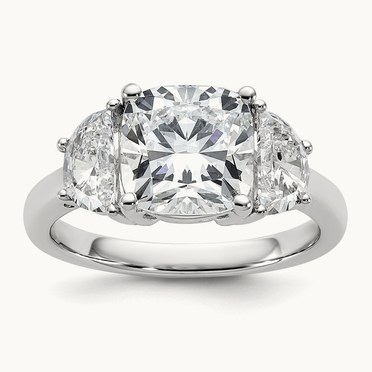 Half Moon & Cushion Semi-Mount Engagement Ring, 0.25-1.00 ct tw Lab-Grown Diamond — 1 ct, 14K White Gold