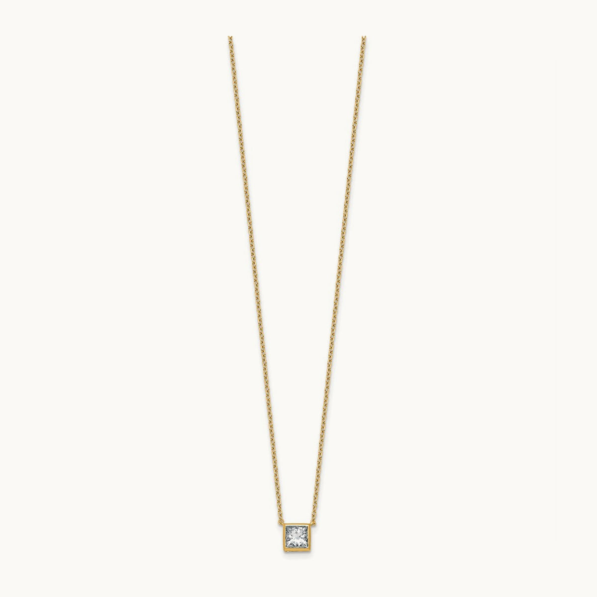 Princess Bezel Set Pendant, 1.00-4.00 ct tw Lab-Grown Diamond — 1 ct, 14K Yellow Gold