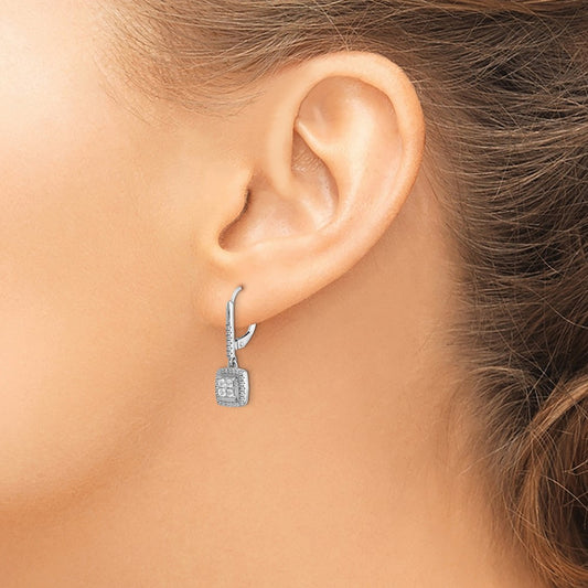 Diamond Cluster Leverback Earrings — 22mm
