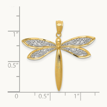 Dragonfly Pendant, 14K with Rhodium