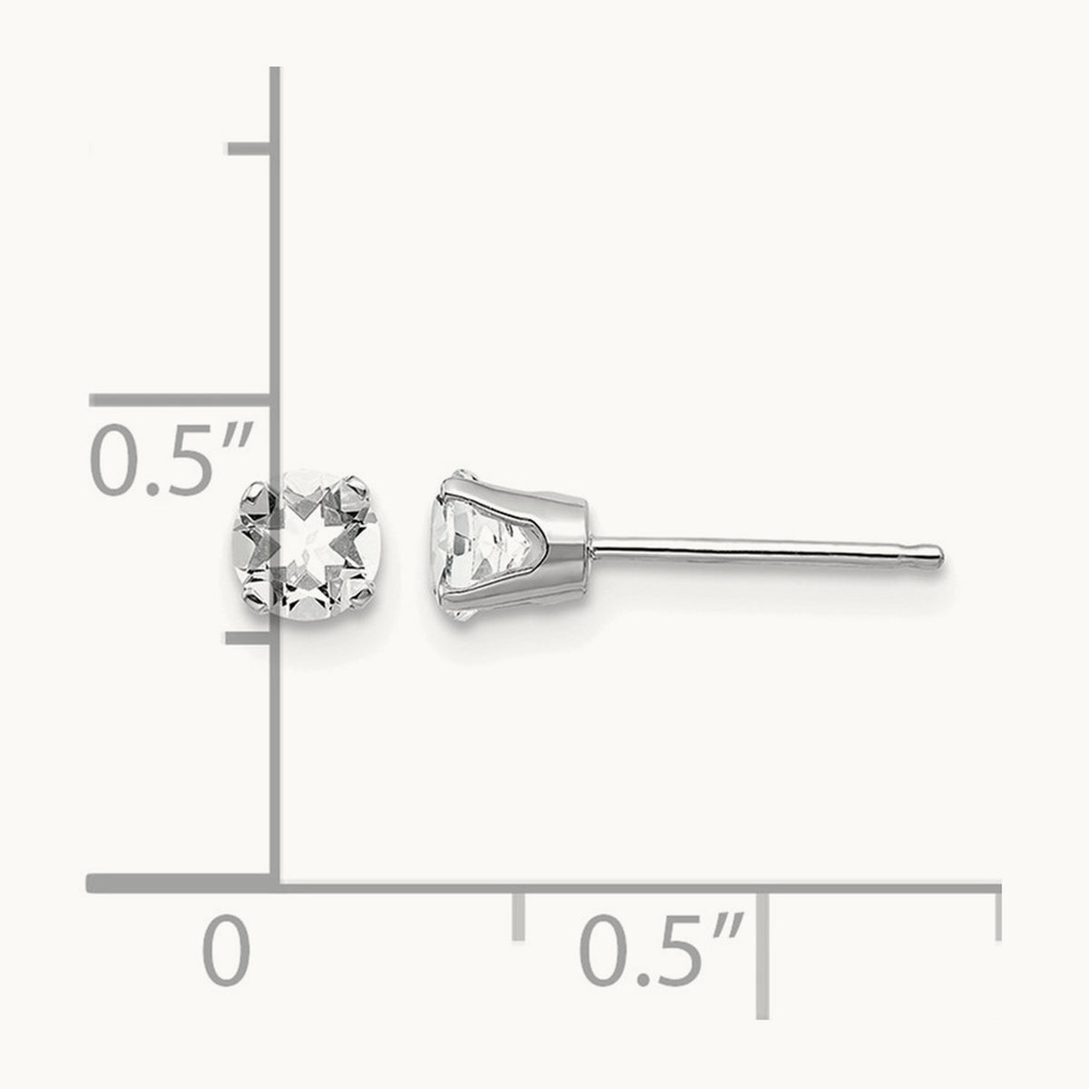 White Topaz Stud Earrings — 4mm