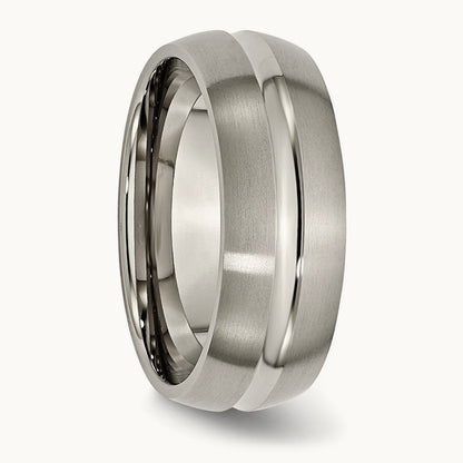 Brushed and Polished Grooved Band, 8mm, Titanium