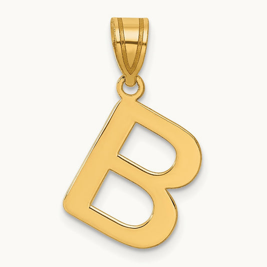 Polished Bubble Initial Pendant — 14K Yellow Gold, B