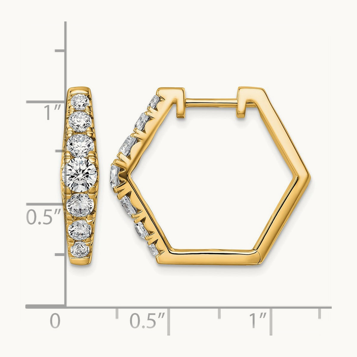 Fashion Hoop Earrings, 0.50-1.50 ct tw Lab-Grown Diamond — 1 1/2 ct, 14K Yellow Gold
