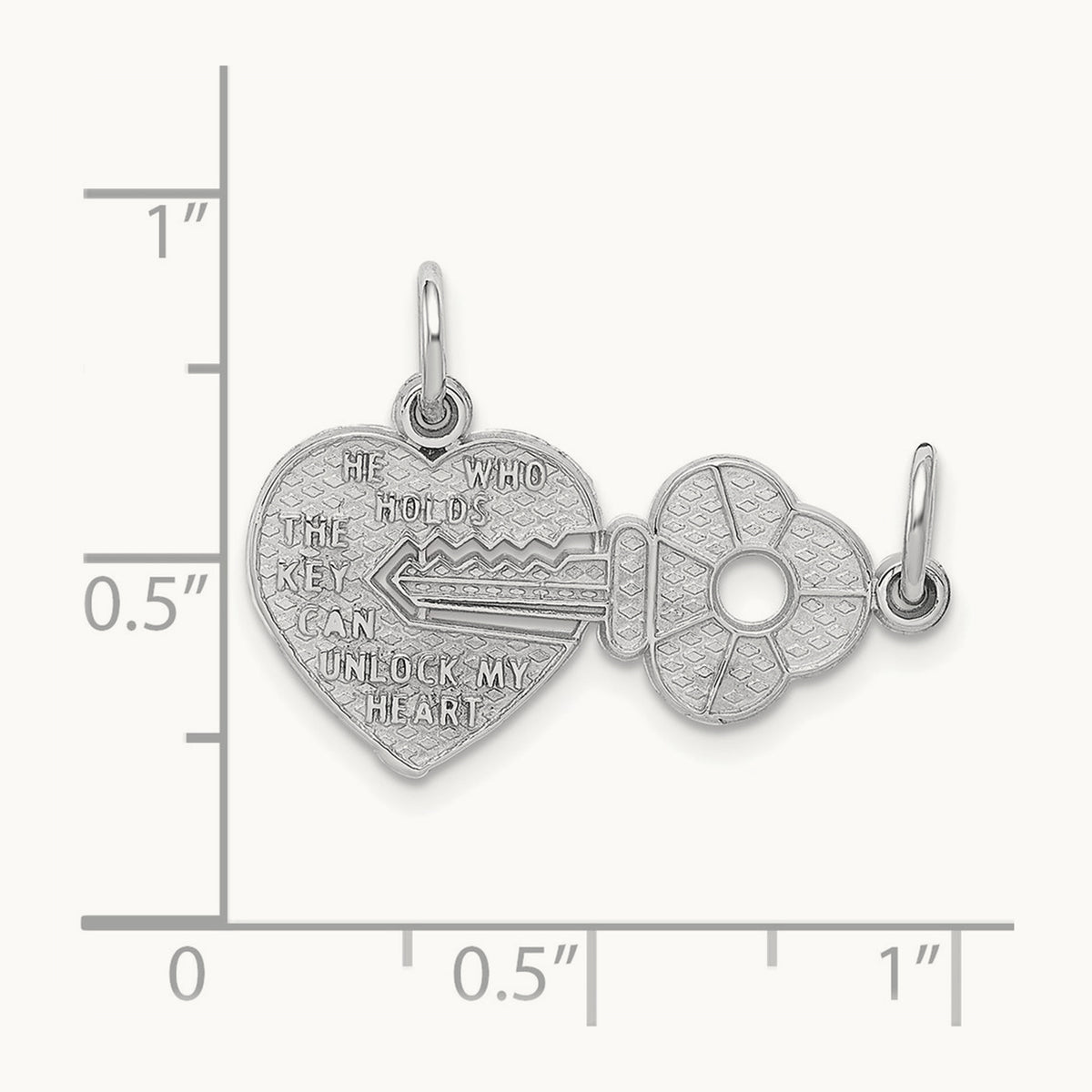 Key and Heart Break-apart Charm, 14K White Gold