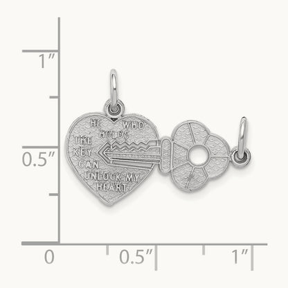 Key and Heart Break-apart Charm, 14K White Gold