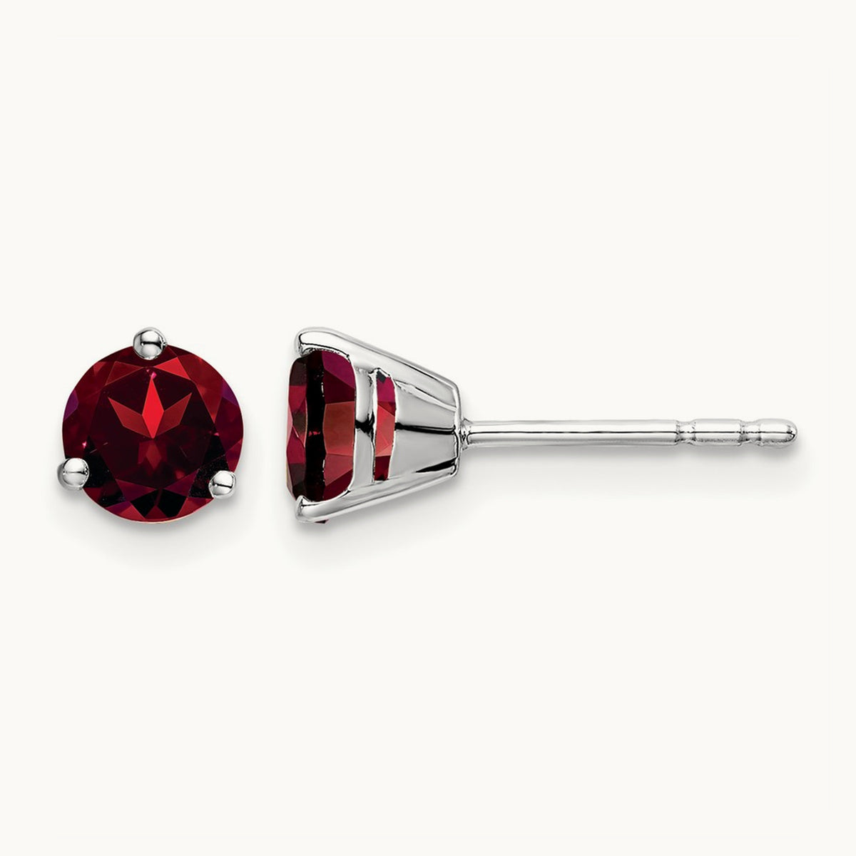 Round Garnet Earrings — 5.4mm