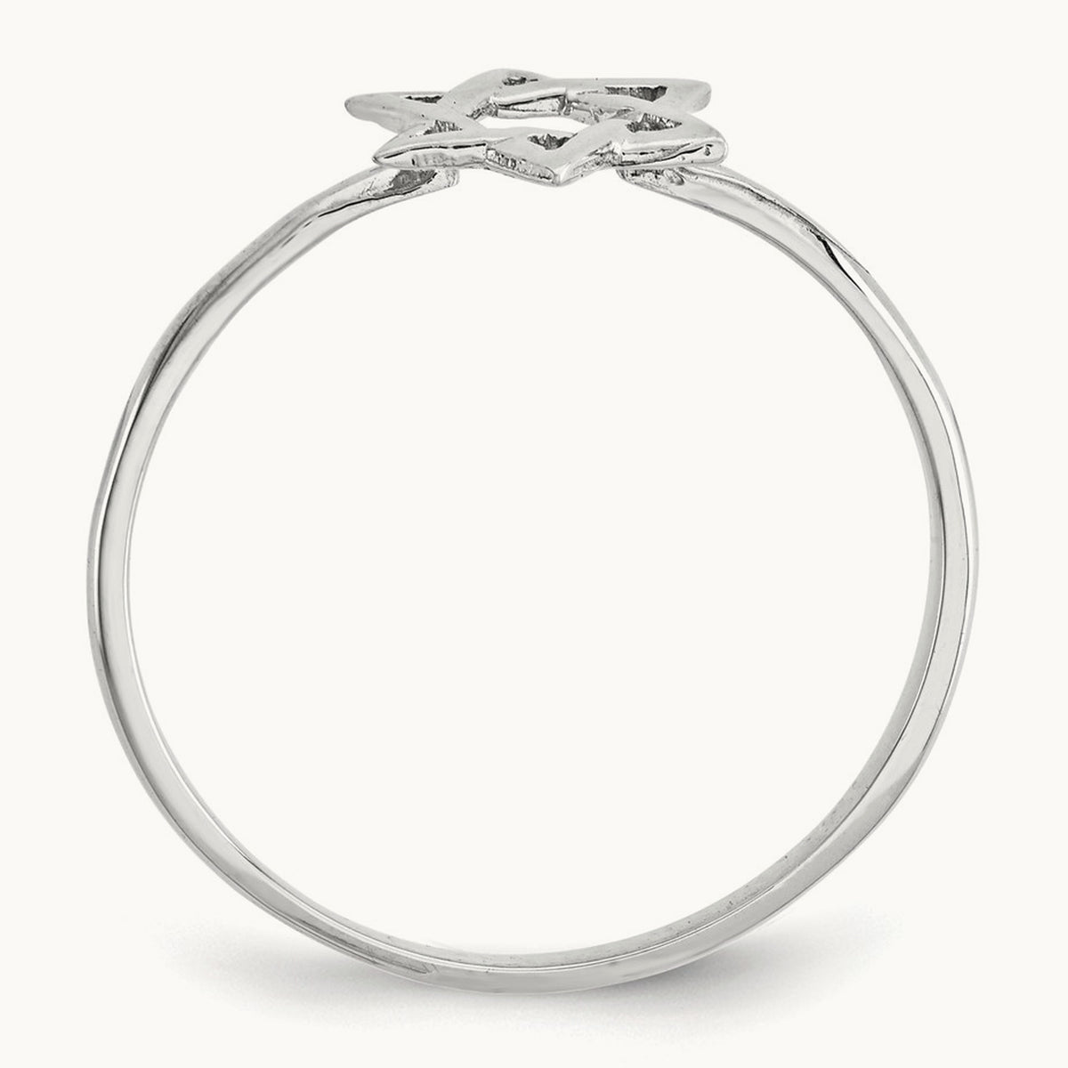 Polished Star of David Ring — 14K White Gold