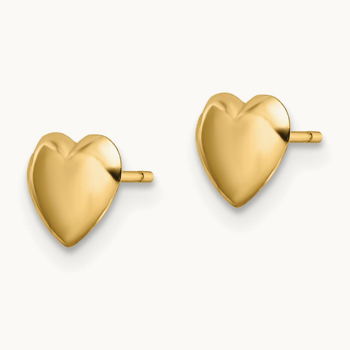 Polished Heart Post Earrings — 14K Yellow Gold