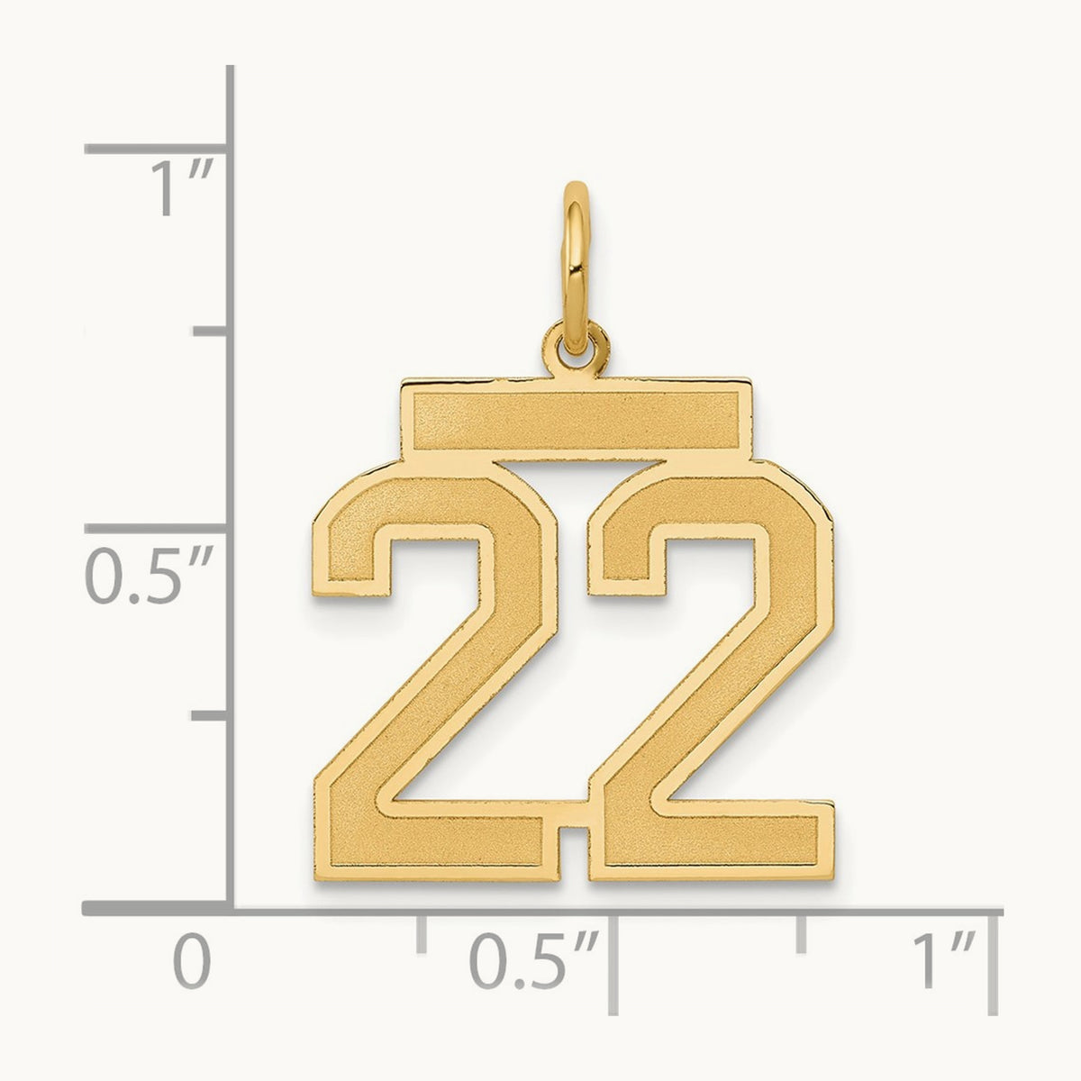 Medium Satin Number 22 Charm — 14K Yellow Gold