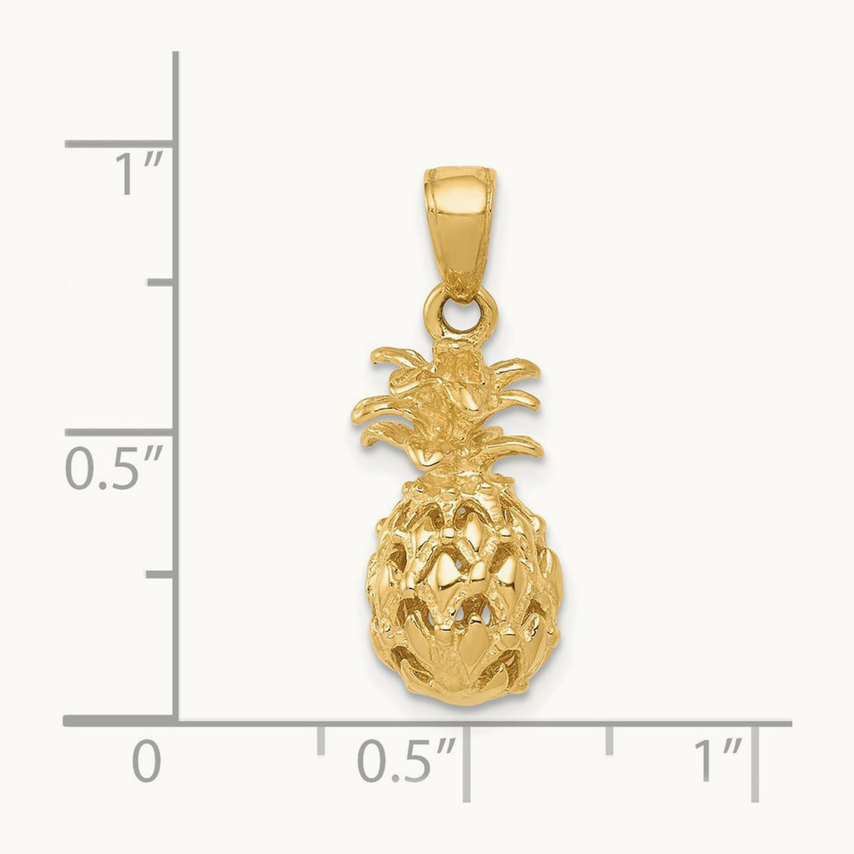 3D Cut-out Pineapple Pendant — 14K Yellow Gold