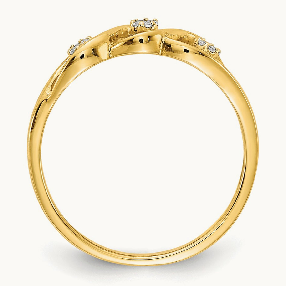 Polished Diamond Wave Ring, 14K Gold