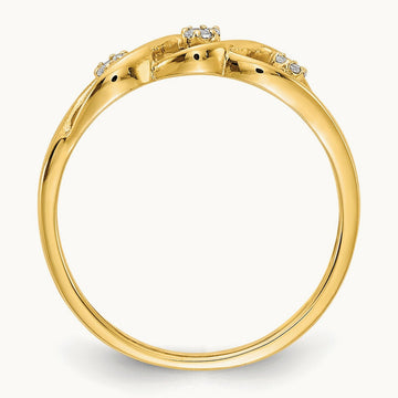 Polished Diamond Wave Ring, 14K Gold