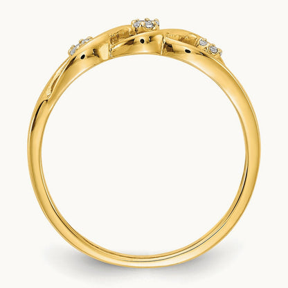 Polished Diamond Wave Ring, 14K Gold