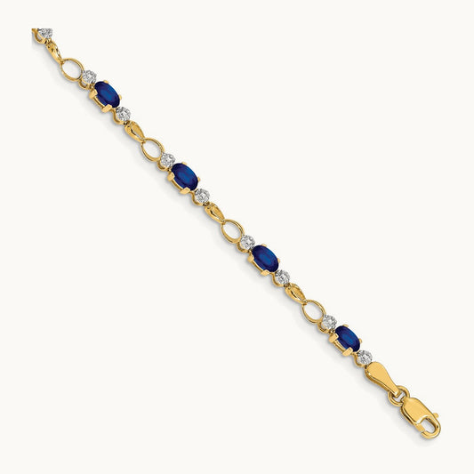 Completed Open-Link Diamond/Sapphire Bracelet, 14K