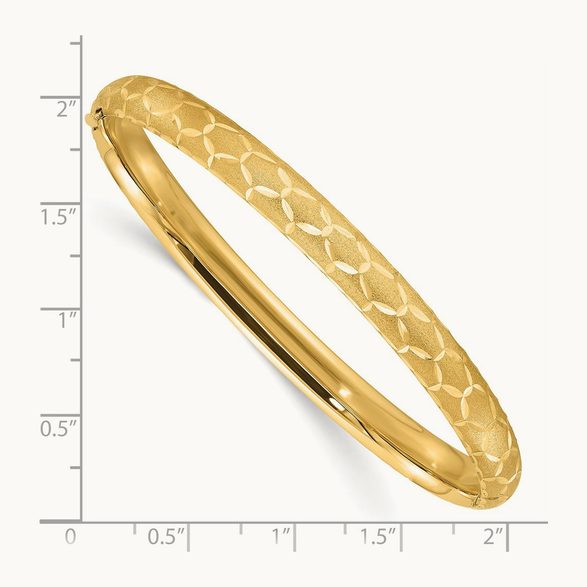 Satin D/C Hinged Bangle, 6.20mm, 14K