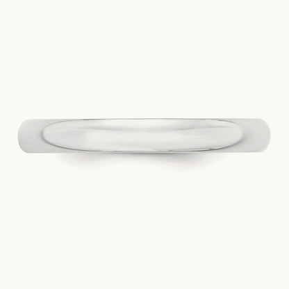 Lightweight Half Round Band, 3mm, 10K White Gold