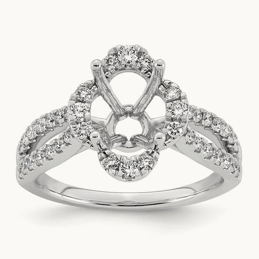 Oval Center Semi-Mount Engagement Ring, 0.50 ct tw Lab-Grown Diamond