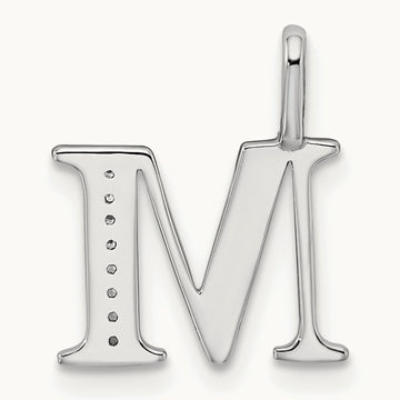 Diamond Letter M Initial Pendant, 14K White Gold