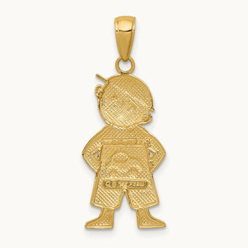 Boy w/Hands in Pockets Pendant, 14K with Rhodium
