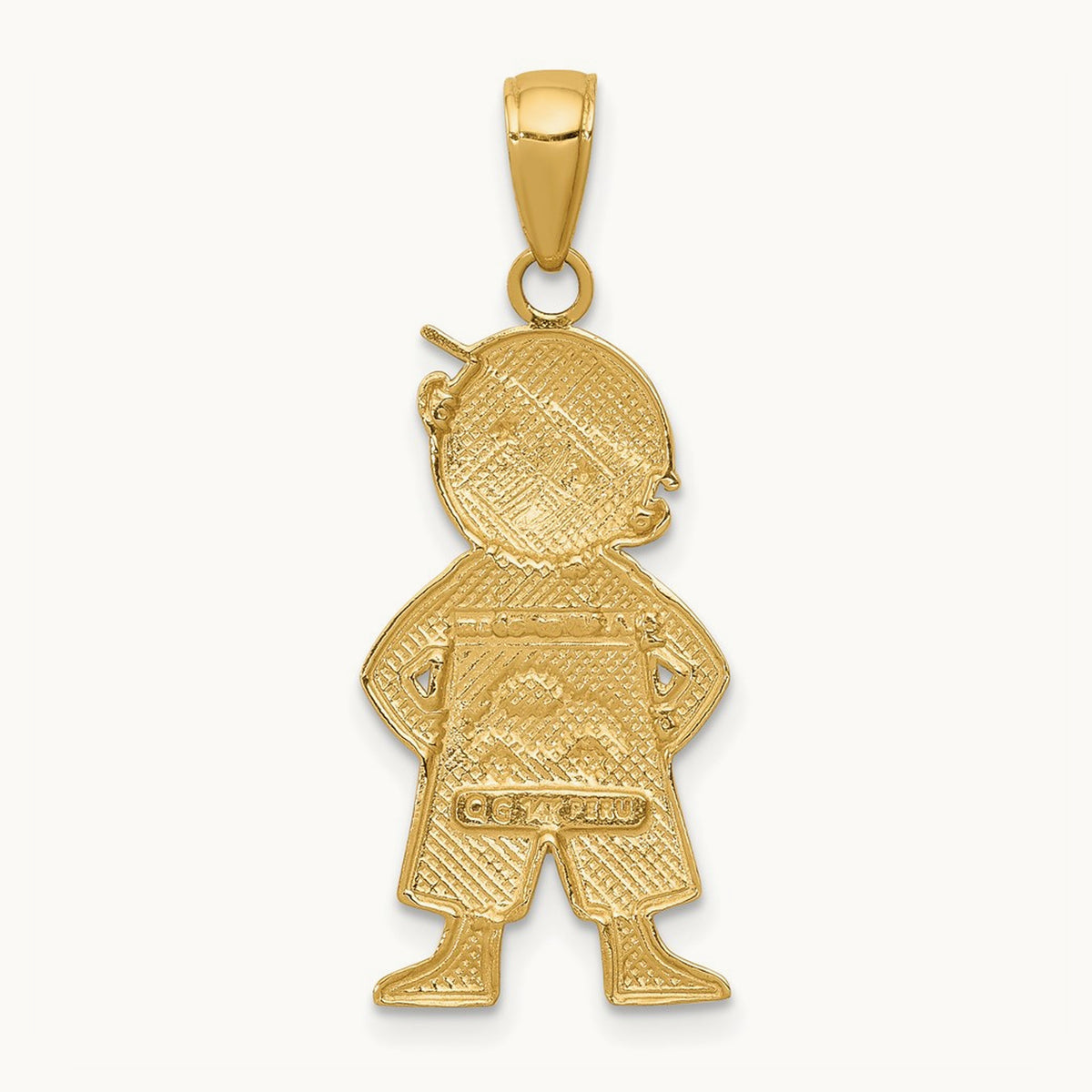 Boy w/Hands in Pockets Pendant, 14K with Rhodium