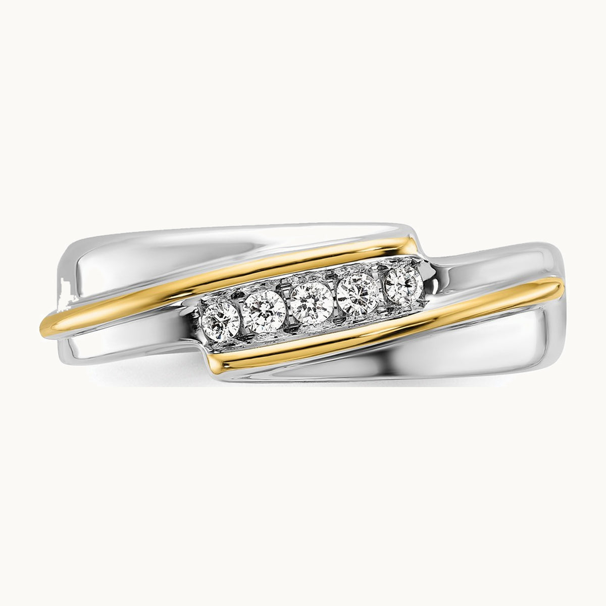 IBGoodman 14K Two-tone Men's Polished 5-Stone 1/6 Carat AA Quality Diamond Ring