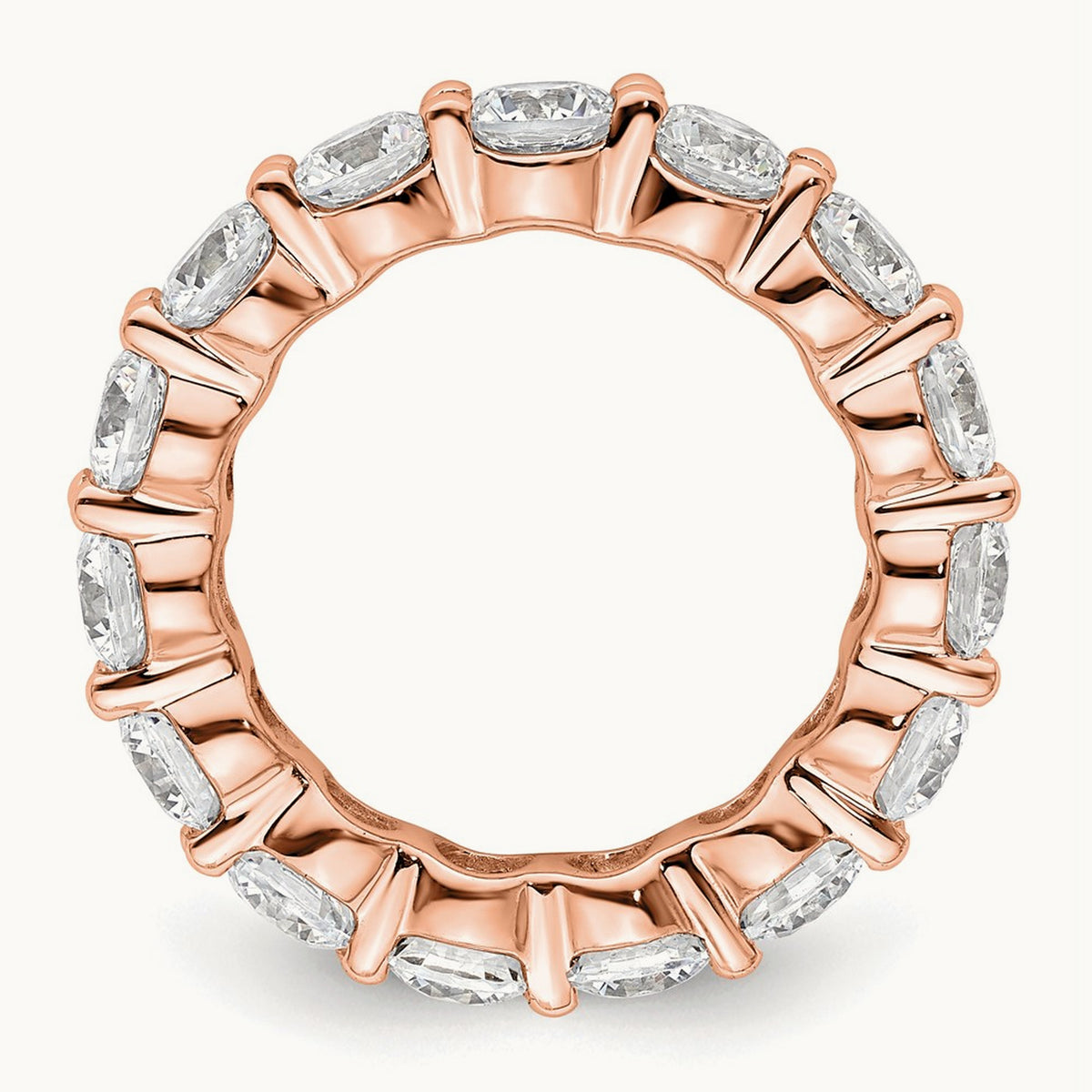 Polished Shared Prong Diamond Eternity Band, 4.00 ct tw — 14K Rose Gold