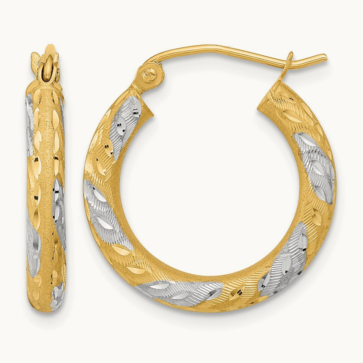 Diamond-cut Satin Hoop Earrings — 21.75mm