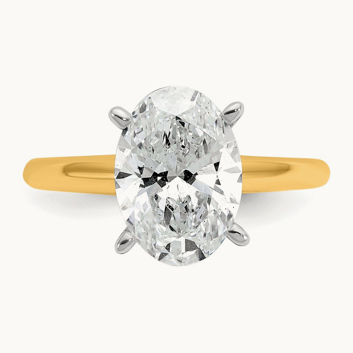 Oval Solitaire Engagement Ring, 0.50-5.00 ct tw Lab-Grown Diamond — 3 ct, 14K Two-Tone