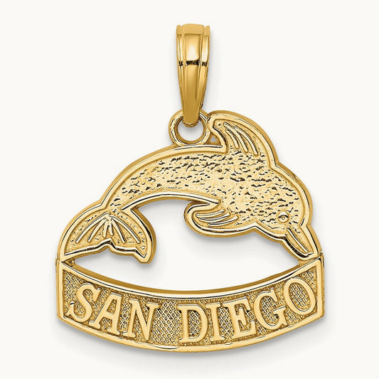 SAN DIEGO Banner Dolphins Charm, 14K