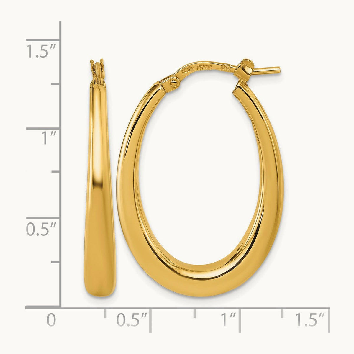 Polished Oval Hoop Earrings — 30mm