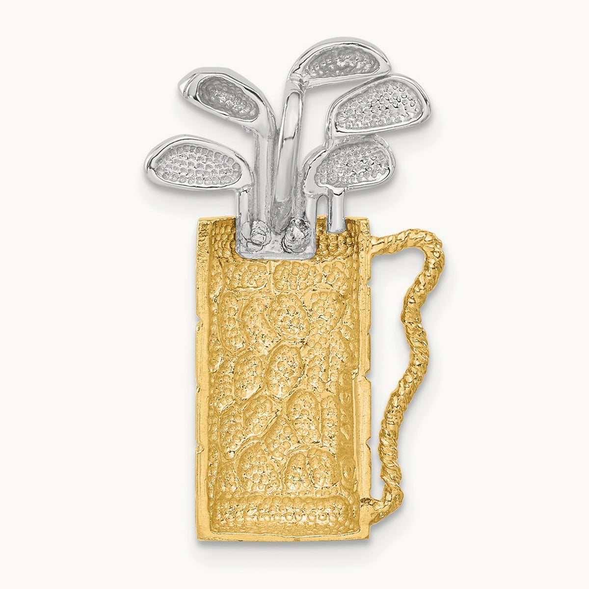 Golf Bag with Clubs Pendant, 14K Two-tone